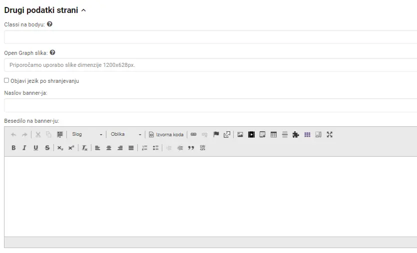 Drugi podatki strani