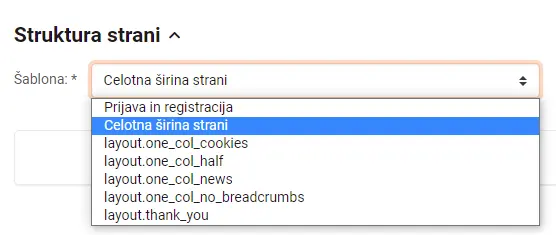 Izbira šablone strani