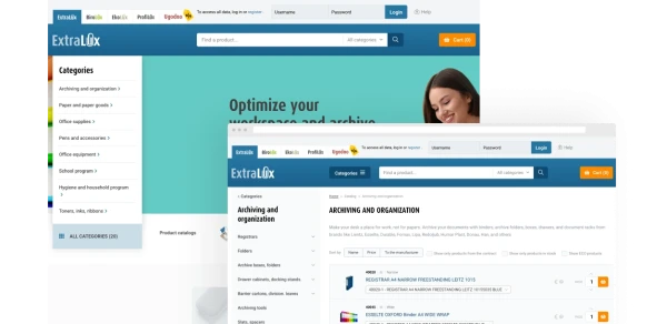 Screenshot of the ExtraLux webshop