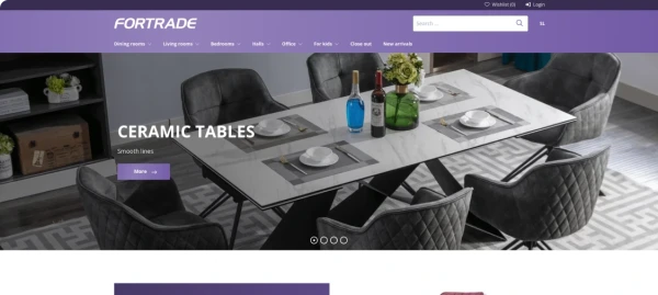 Screenshot of Fortrade, an online shop offering furniture and home products.