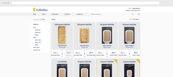 Screenshot of the Gyllenhus website