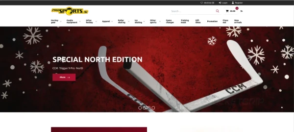 Screenshot of the ProSports online shop offering various sports products