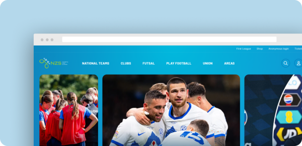 Redesigned NZS homepage with featured national team news and content categories