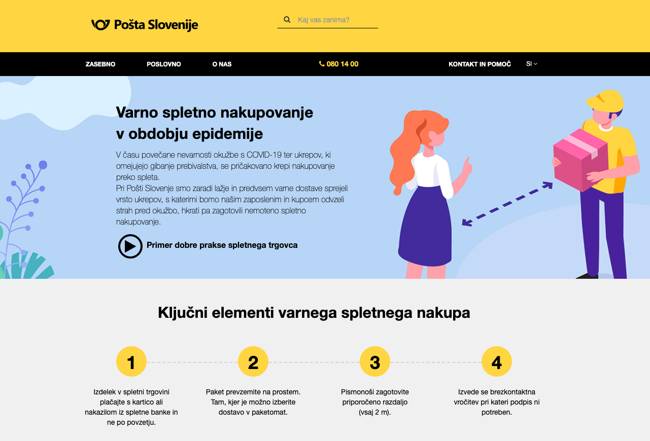 Pošta Slovenije: navodila kupcem v času epidemije