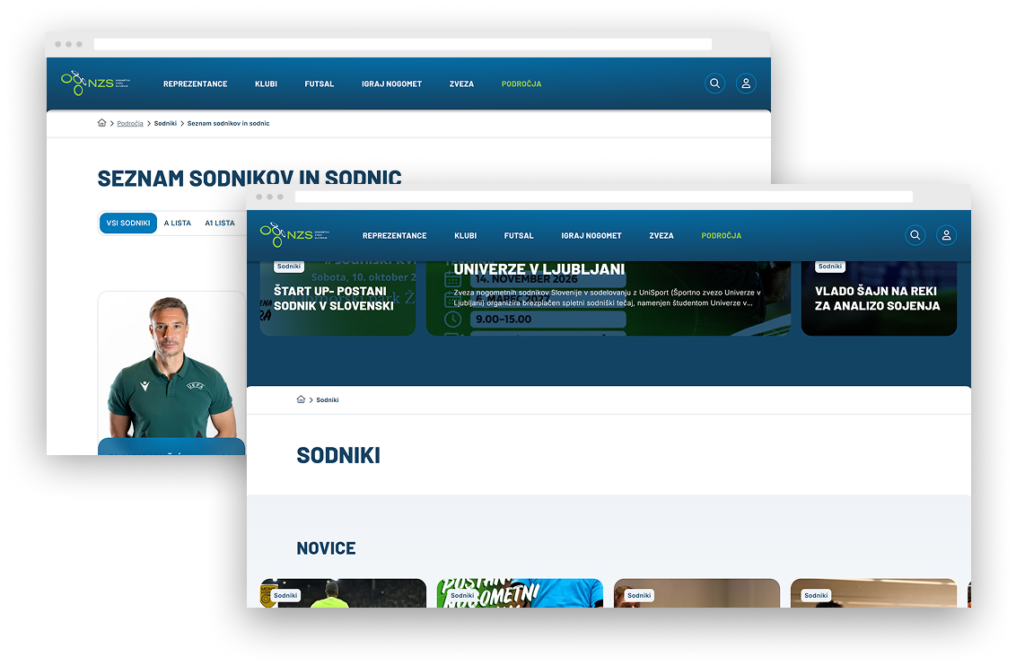 Prenovljeno sodniško področje NZS s seznamom sodnikov, novicami in vsebinami za sodnike